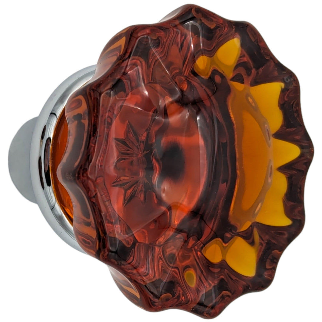 Amber Fluted Crystal Spare Door Knob Set (Several Finishes Available) COPPER MOUNTAIN HARDWARE