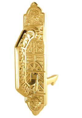 3 7/8 Solid Brass East Lake Pattern Cabinet Latch