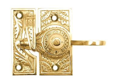 Eastlake Pattern Solid Brass Window Lock