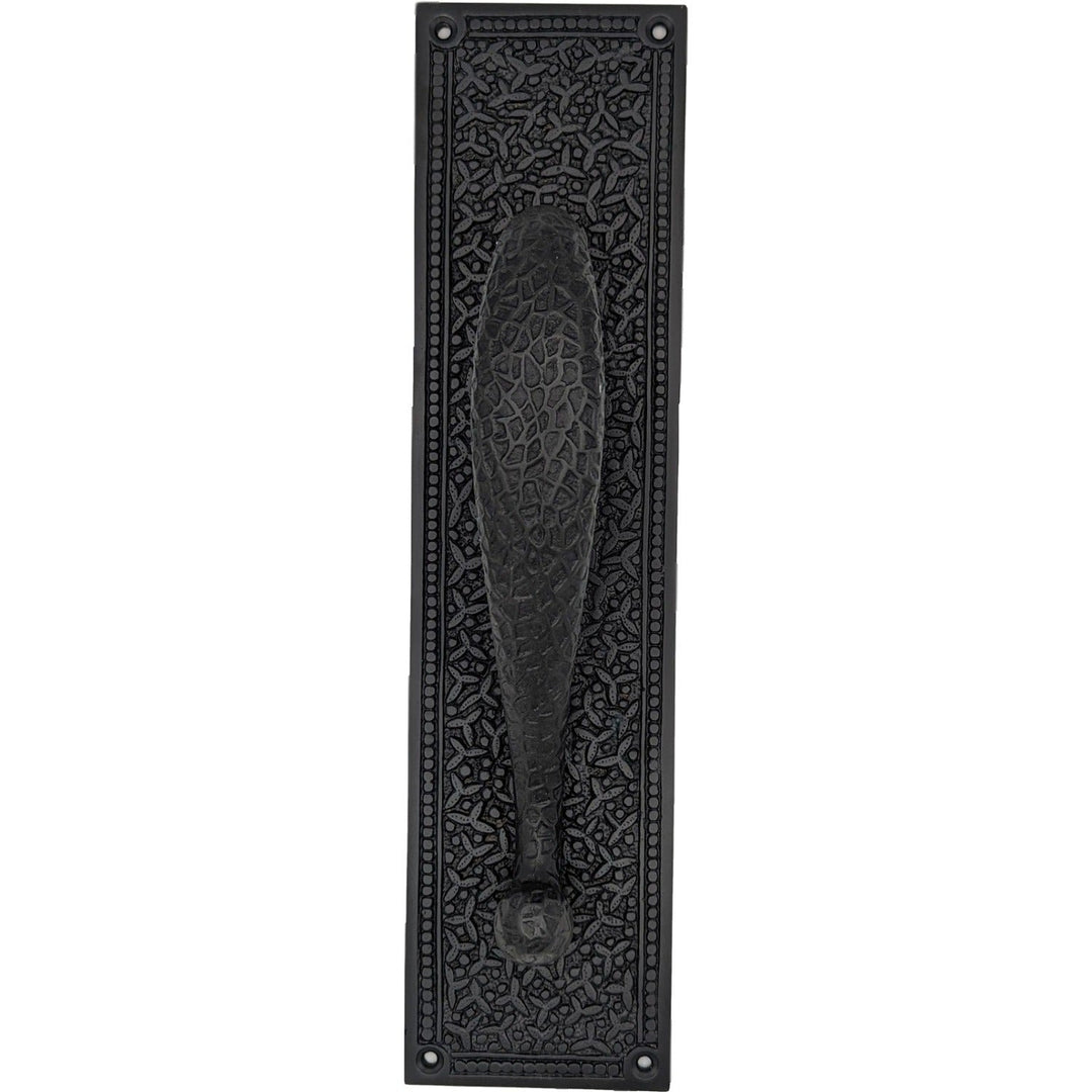 COPPER MOUNTAIN HARDWARE 12 Inch Solid Brass Rice Pattern Door Pull and Plate in Polished Brass