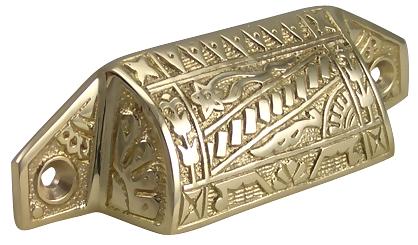 COPPER MOUNTAIN HARDWARE 4 1/8 Inch Overall Solid Brass Eastlake Bin or Cup Pull