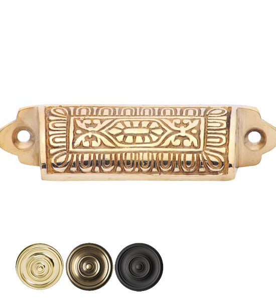 COPPER MOUNTAIN HARDWARE 3 5/8 Inch Overall Traditional Square Eastlake Style Bin Pull