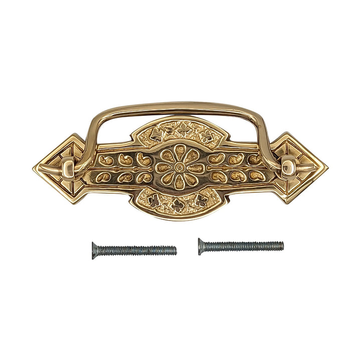 COPPER MOUNTAIN HARDWARE 4 1/4 Inch Overall (3 Inch c-c) Solid Brass Arrowed Bail Pull