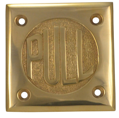 2 3/4 Inch Brass Classic American "PULL" Plate COPPER MOUNTAIN HARDWARE