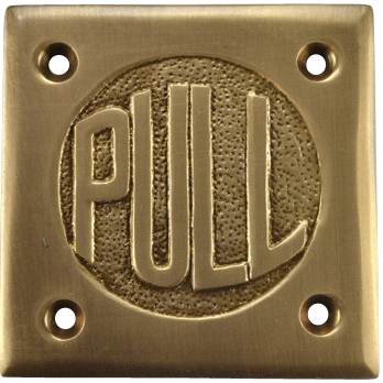 2 3/4 Inch Brass Classic American "PULL" Plate COPPER MOUNTAIN HARDWARE