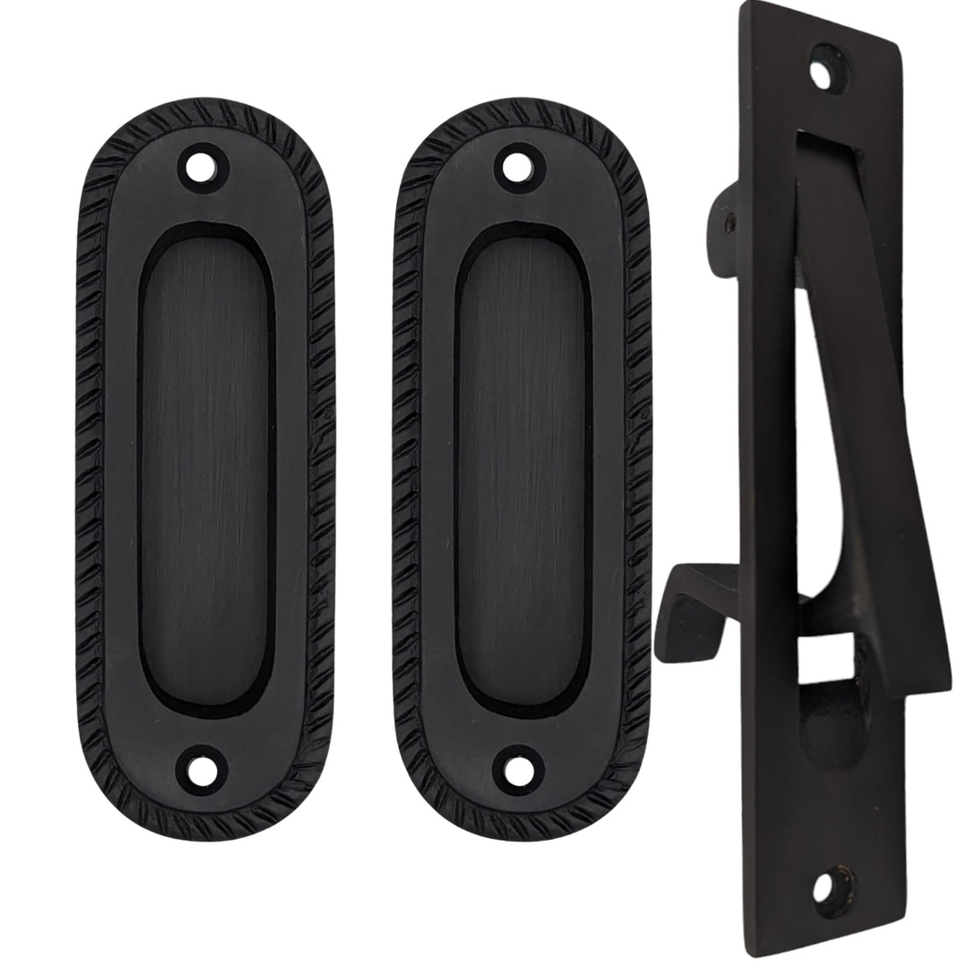 Georgian Rope Oval Pocket Door Set (Several Finishes Available) COPPER MOUNTAIN HARDWARE