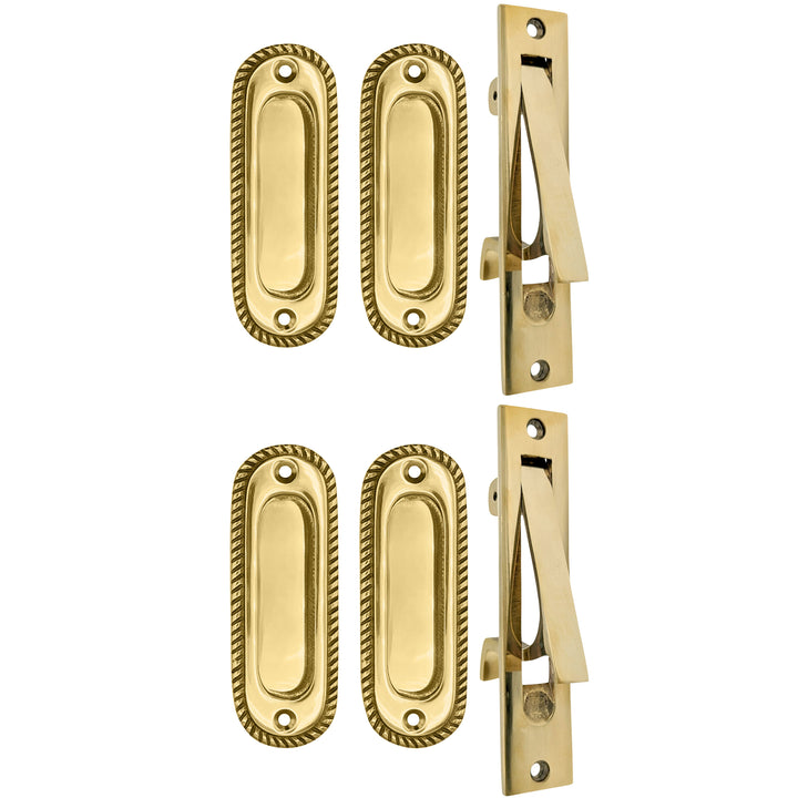 Georgian Rope Oval Pocket Door Set (Several Finishes Available) COPPER MOUNTAIN HARDWARE
