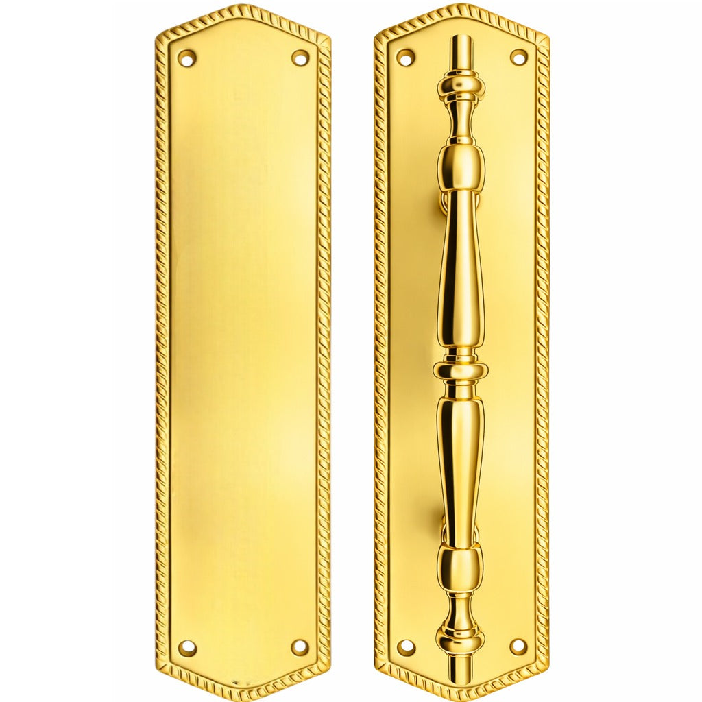 12 Inch Georgian Oval Roped Style Door Pull & Plate Set