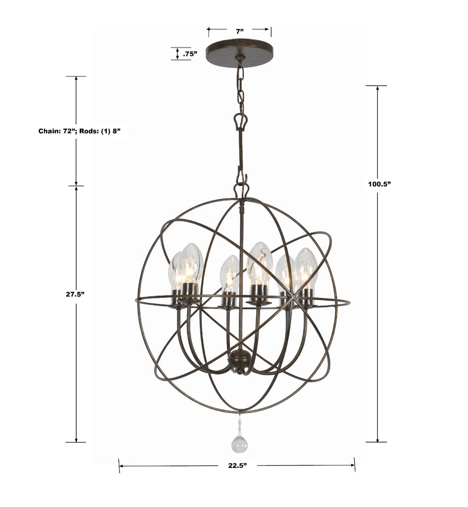 Crystorama Crystorama Solaris 6 Light English Bronze Sphere Outdoor Pendant