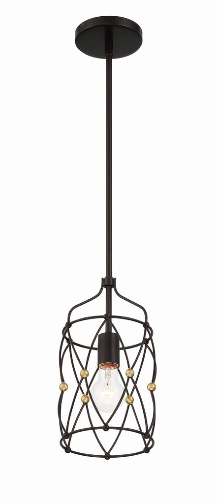 Crystorama Crystorama Zucca 1 Light English Bronze + Antique Gold Mini Pendant