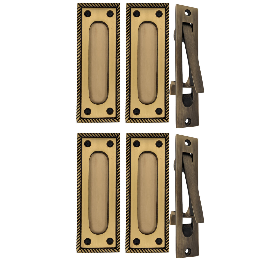 Georgian Rope Rectangular Pocket Door Set (Several Finishes Available) COPPER MOUNTAIN HARDWARE