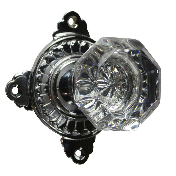 Art Deco Rosette Door Set with Octagon Crystal Door Knobs (Several Finishes Available) COPPER MOUNTAIN HARDWARE