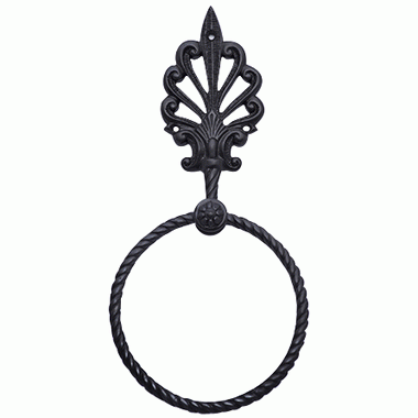 Art Deco Fleur De Lis Towel Ring (Black Bronze Finish) COPPER MOUNTAIN HARDWARE