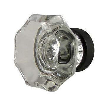 1 3/8 Inch Crystal Octagon Cabinet Knob (Black Bronze Base) COPPER MOUNTAIN HARDWARE