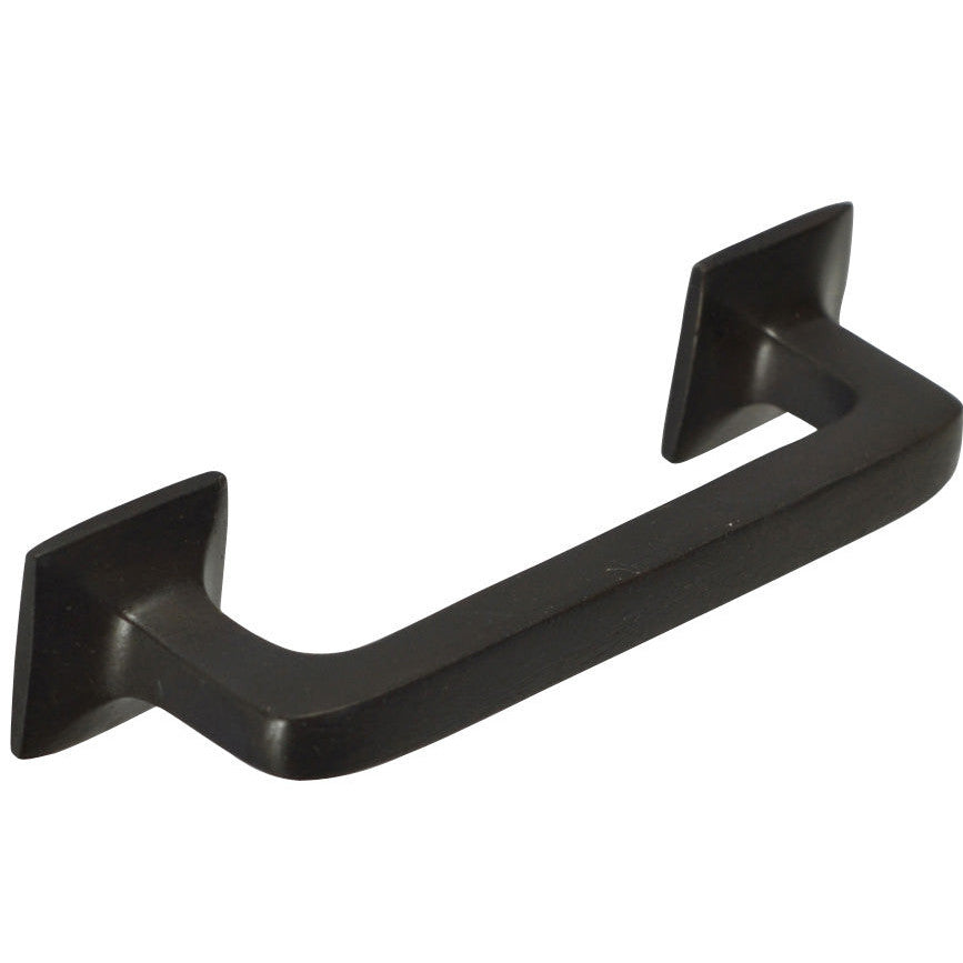 4 1/4 Inch Overall (3.25 Inch c-c) Solid Brass Square Traditional Pull (Black Bronze Finish) COPPER MOUNTAIN HARDWARE