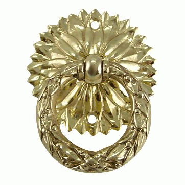 2 Inch Solid Brass Radiant Leaves Ring Pull