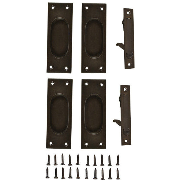 New Traditional Square Pattern Double Pocket Passage Style Door Set (Black Bronze) COPPER MOUNTAIN HARDWARE