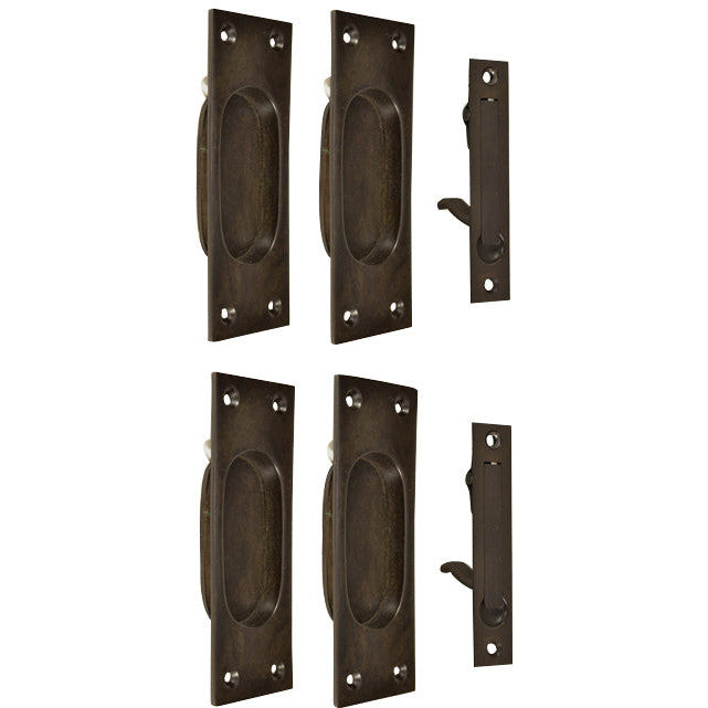 New Traditional Square Pattern Double Pocket Passage Style Door Set (Black Bronze) COPPER MOUNTAIN HARDWARE