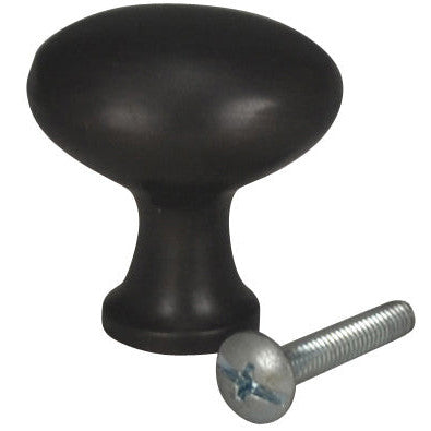 1 1/4 Inch Solid Brass Traditional Egg Shaped Knob (Black Bronze Finish) COPPER MOUNTAIN HARDWARE