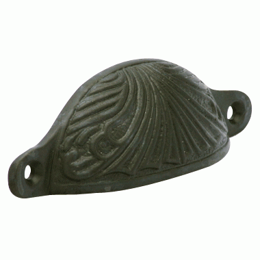 4 Inch Overall (3 2/5 Inch c-c) Solid Brass Art Deco Cup Pull (Black Bronze Finish) COPPER MOUNTAIN HARDWARE