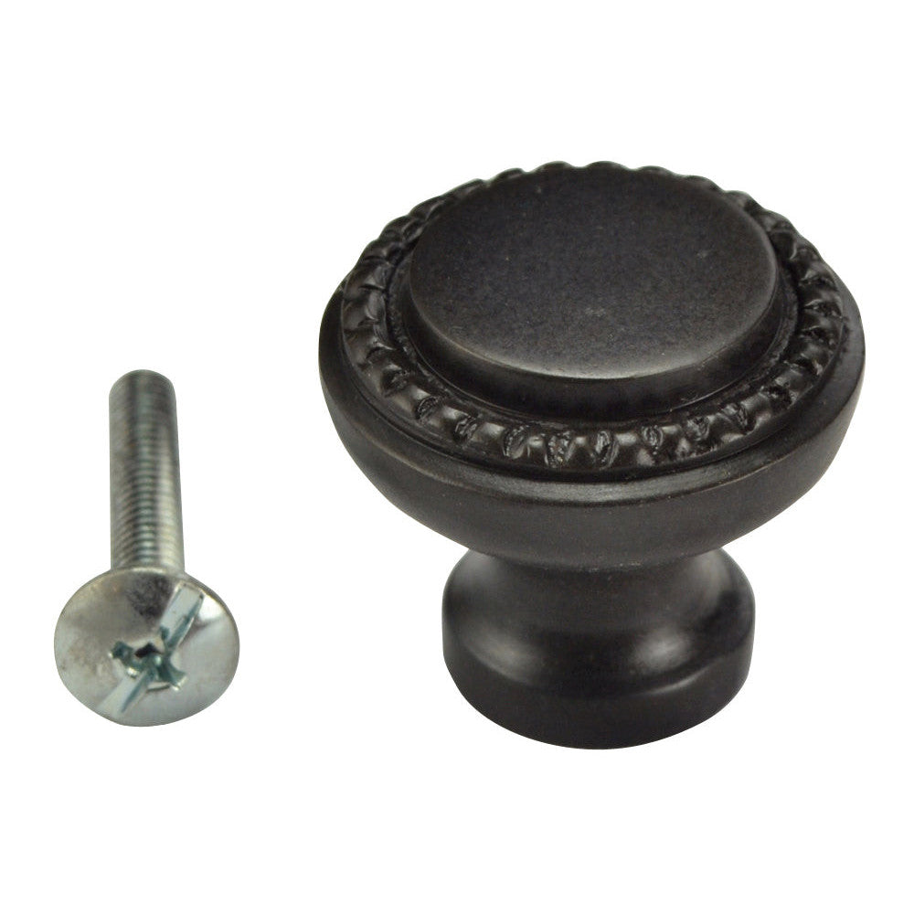 1 Inch Solid Brass Round Knob (Black Bronze Finish) COPPER MOUNTAIN HARDWARE