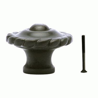 1 1/2 Inch Solid Brass Georgian Roped Knob (Black Bronze Finish) COPPER MOUNTAIN HARDWARE