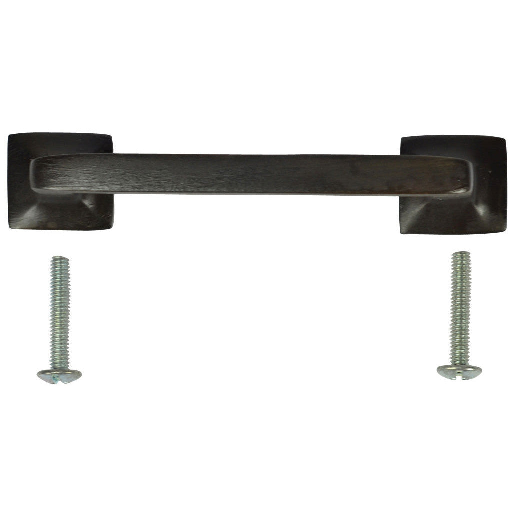 4 1/4 Inch Overall (3.25 Inch c-c) Solid Brass Square Traditional Pull (Black Bronze Finish) COPPER MOUNTAIN HARDWARE