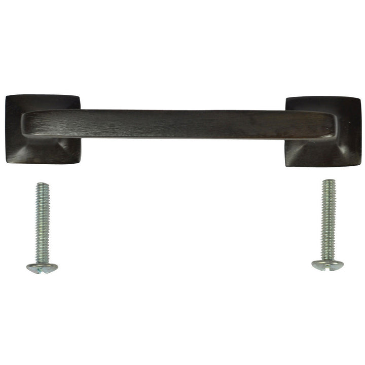 4 1/4 Inch Overall (3.25 Inch c-c) Solid Brass Square Traditional Pull (Black Bronze Finish) COPPER MOUNTAIN HARDWARE