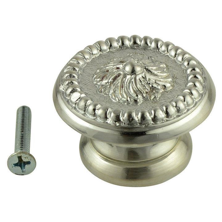 1 1/2 Inch Solid Brass Victorian Beaded Swirl Knob (Satin Nickel) COPPER MOUNTAIN HARDWARE