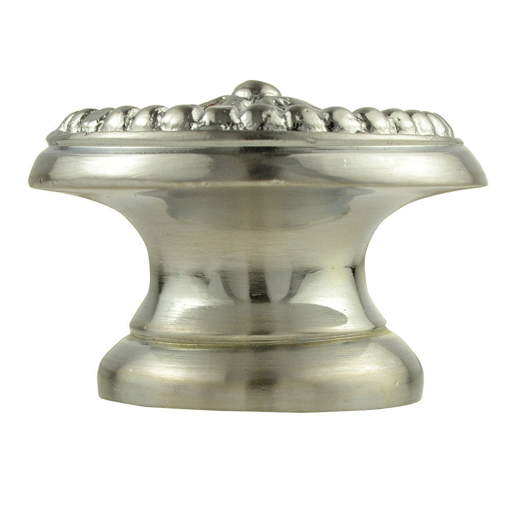 1 1/2 Inch Solid Brass Victorian Beaded Swirl Knob (Satin Nickel) COPPER MOUNTAIN HARDWARE