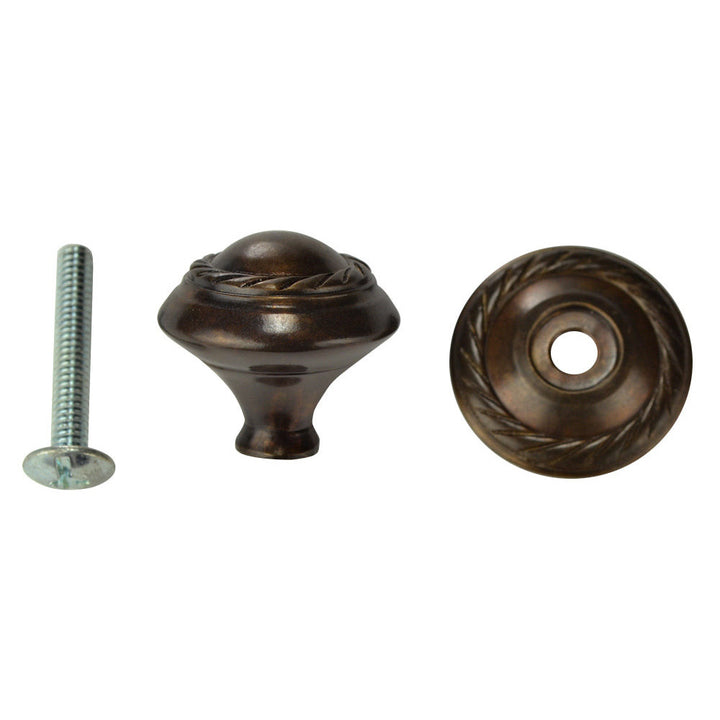 1 Inch Solid Brass Georgian Roped Round Knob Black Bronze Finish COPPER MOUNTAIN HARDWARE
