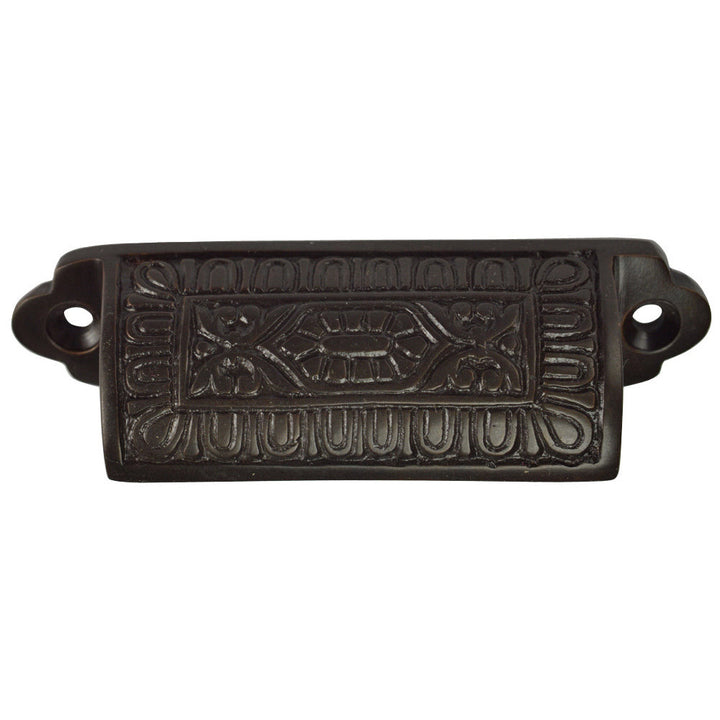 3 5/8 Inch Overall (3 Inch c-c) Traditional Square Eastlake Style Bin Pull (Black Bronze  Finish) COPPER MOUNTAIN HARDWARE
