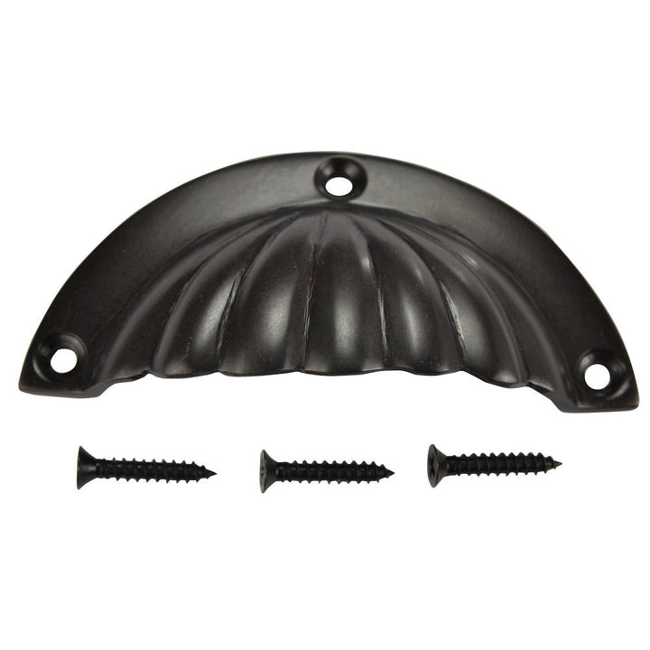 3 1/2 Inch Overall (3 Inch c-c) Solid Brass Scalloped Cup Pull