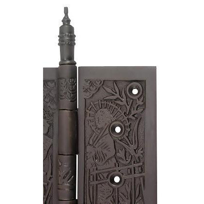 4 1/2 x 4 1/2 Inch Japanesque Style Ornate Solid Brass Hinge (Black Bronze Finish) COPPER MOUNTAIN HARDWARE