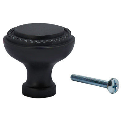 1 1/2 Inch Solid Brass Round Knob with Georgian Roped Border (Black Bronze) COPPER MOUNTAIN HARDWARE
