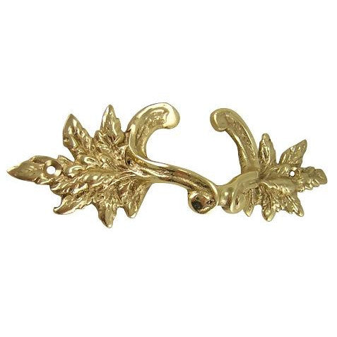 6 Inch Solid Overall (4 3/8 Inch c-c) Brass Ornate French Leaves Pull (Polished Brass Finish) COPPER MOUNTAIN HARDWARE