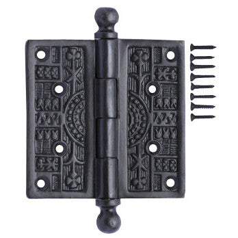 3 1/2 x 3 1/2 Inch Ball Tipped Victorian Solid Brass Hinge (Black Bronze Finish) COPPER MOUNTAIN HARDWARE