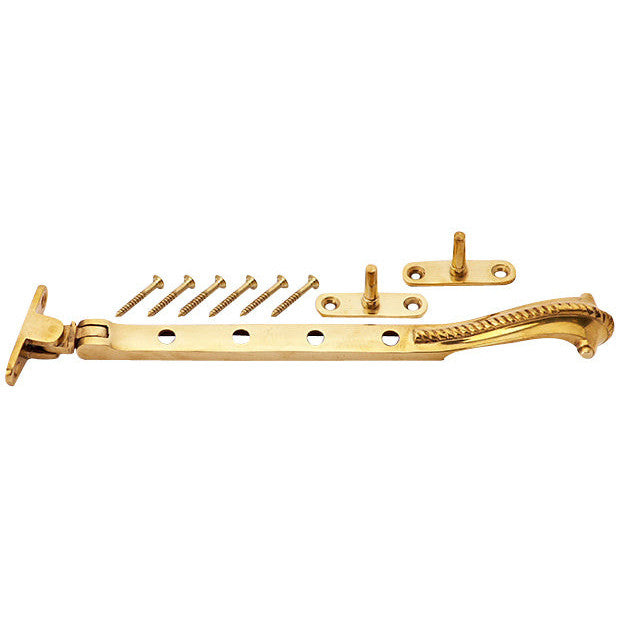 8 Inch Long Georgian Roped Casement Window Stay (Polished Brass Finish) COPPER MOUNTAIN HARDWARE