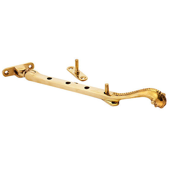8 Inch Long Georgian Roped Casement Window Stay (Polished Brass Finish) COPPER MOUNTAIN HARDWARE