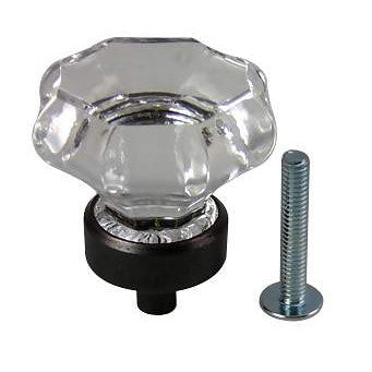 1 3/8 Inch Crystal Octagon Cabinet Knob (Black Bronze Base) COPPER MOUNTAIN HARDWARE