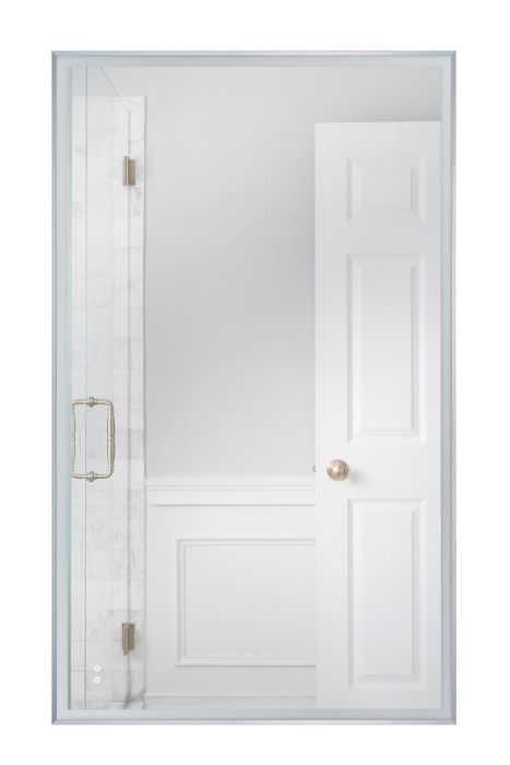 Antique Hardware 60" x 36" Rectangle Brushed Polished Nickel Framed LED Mirror Mirror