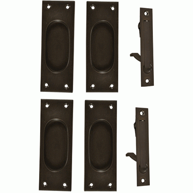 New Traditional Square Pattern Double Pocket Passage Style Door Set (Black Bronze) COPPER MOUNTAIN HARDWARE