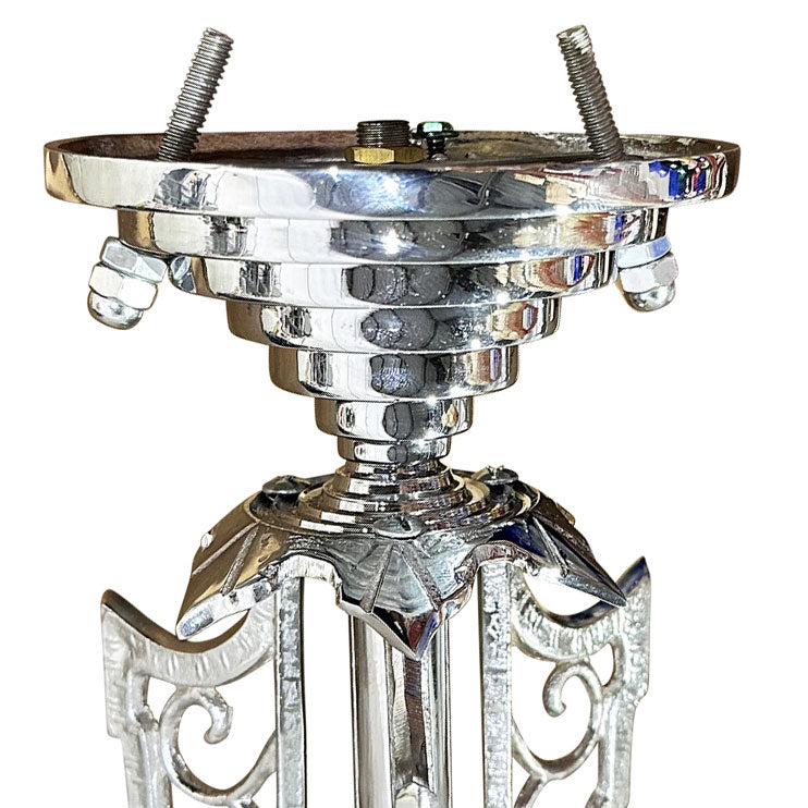 17 Inch Classic Art Deco Close Ceiling Light with Deco Green Glass (Polished Chrome Finish) COPPER MOUNTAIN HARDWARE