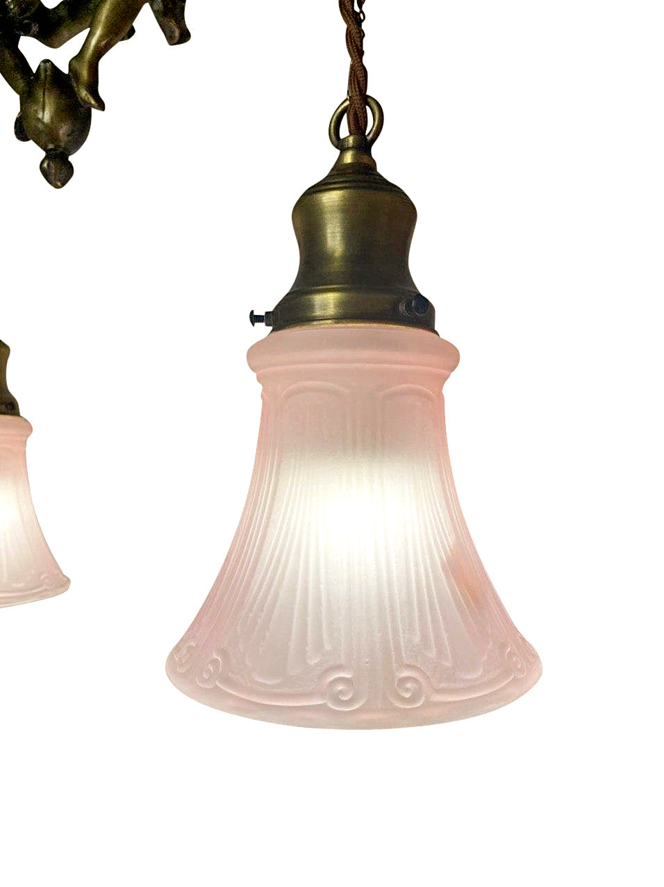 22 Inch Handmade Antique Cherub Two-Light Chandelier With Brass Chain COPPER MOUNTAIN HARDWARE