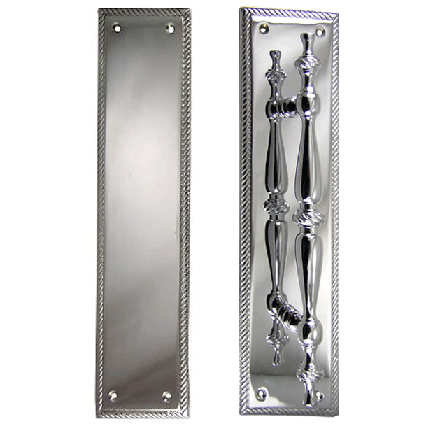 11 1/2 Inch Georgian Roped Style Door Pull and Push Plate (Several Finishes Available) COPPER MOUNTAIN HARDWARE