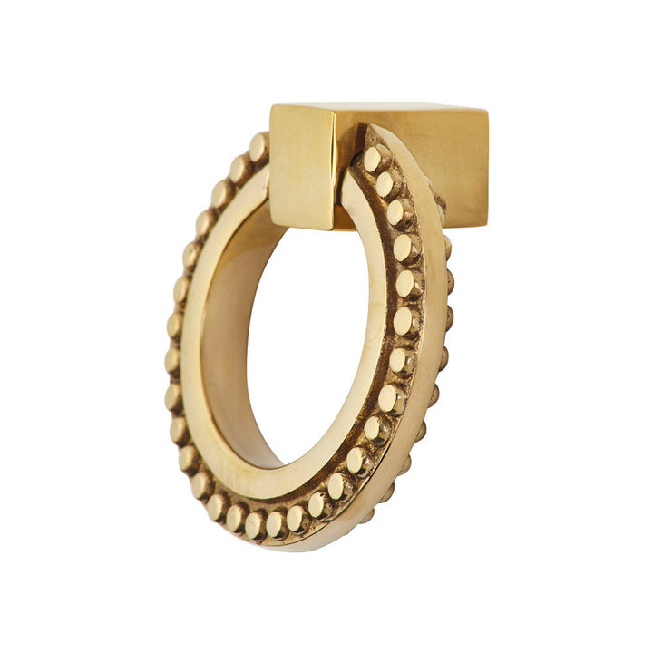 2 Inch Solid Brass Beaded Drawer Ring Pull
