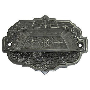 4 3/8 Inch Overall (3 1/4 Inch c-c) Solid Brass Eastlake Cup or Bin Pull With Backplate (Black Bronze Finish) COPPER MOUNTAIN HARDWARE