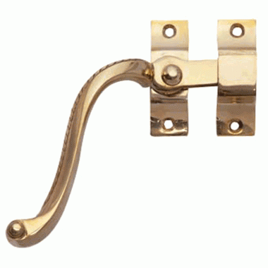 Solid Brass Left Hinge Window Lock Georgian Roped Pattern (Lacquered Brass Finish) COPPER MOUNTAIN HARDWARE