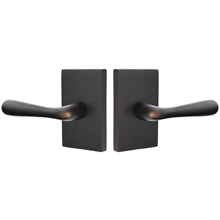 EMTEK Emtek Solid Brass Basal Lever With Modern Rectangular Rosette