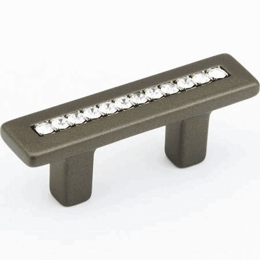2 1/2 Inch (1 1/4 Inch c-c) Skyevale Cabinet Pull with Crystals (Milano Bronze Finish) SCHAUB